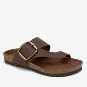White Mountain Harley Footbed Slide Sandal Brown Leather Size 7M NWT Tomato Girl